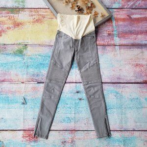 Pinkblush Gray Moto Zipper Maternity Denim Jeans S